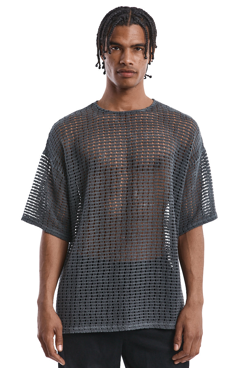 COLD-DYED OVERSIZED MESH TOP