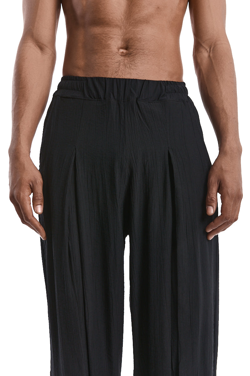 BLACK OVER PLEATED PANTS