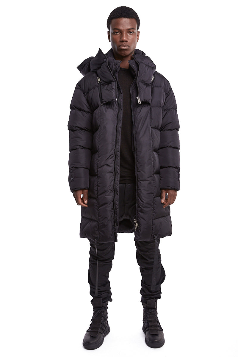 BLACK HOODED PADDED PARKA