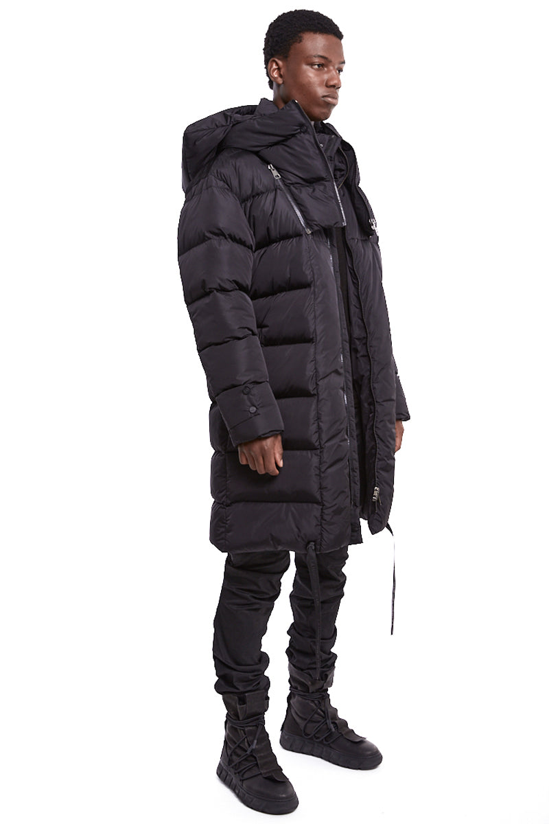 BLACK HOODED PADDED PARKA