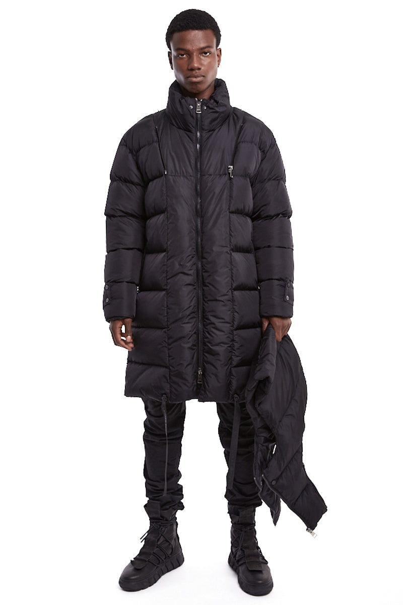 BLACK HOODED PADDED PARKA