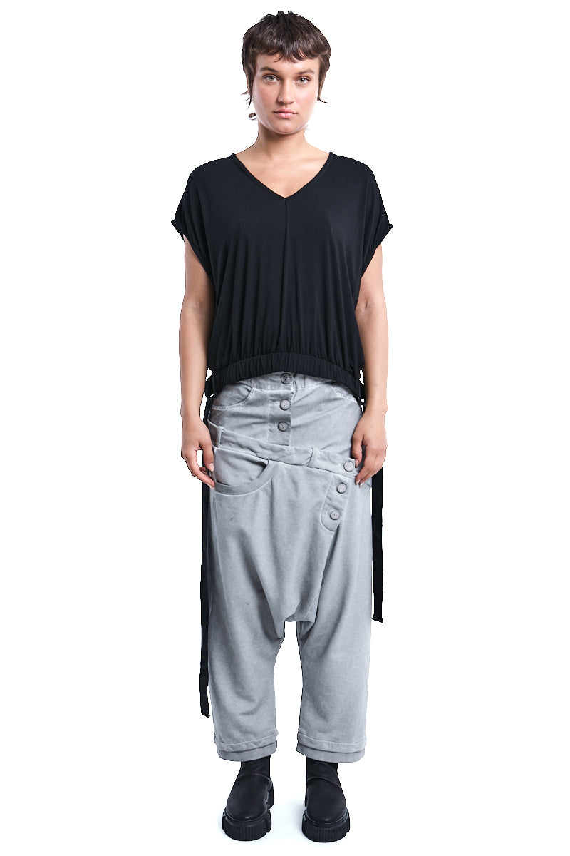 BLACK BAMBOO OVER CROP TOP