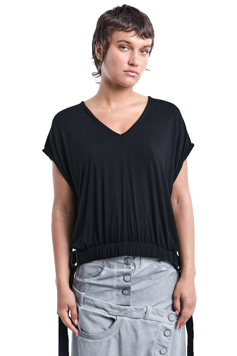 BLACK BAMBOO OVER CROP TOP
