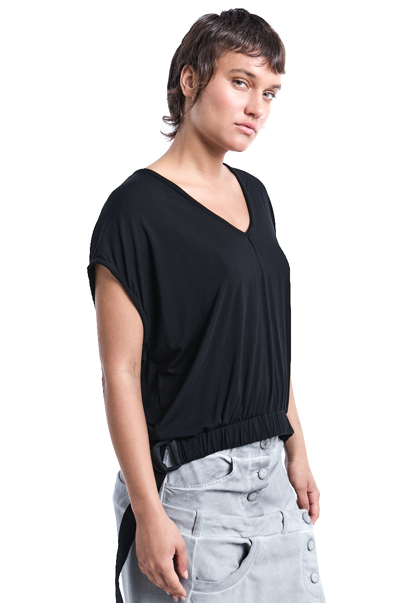 BLACK BAMBOO OVER CROP TOP