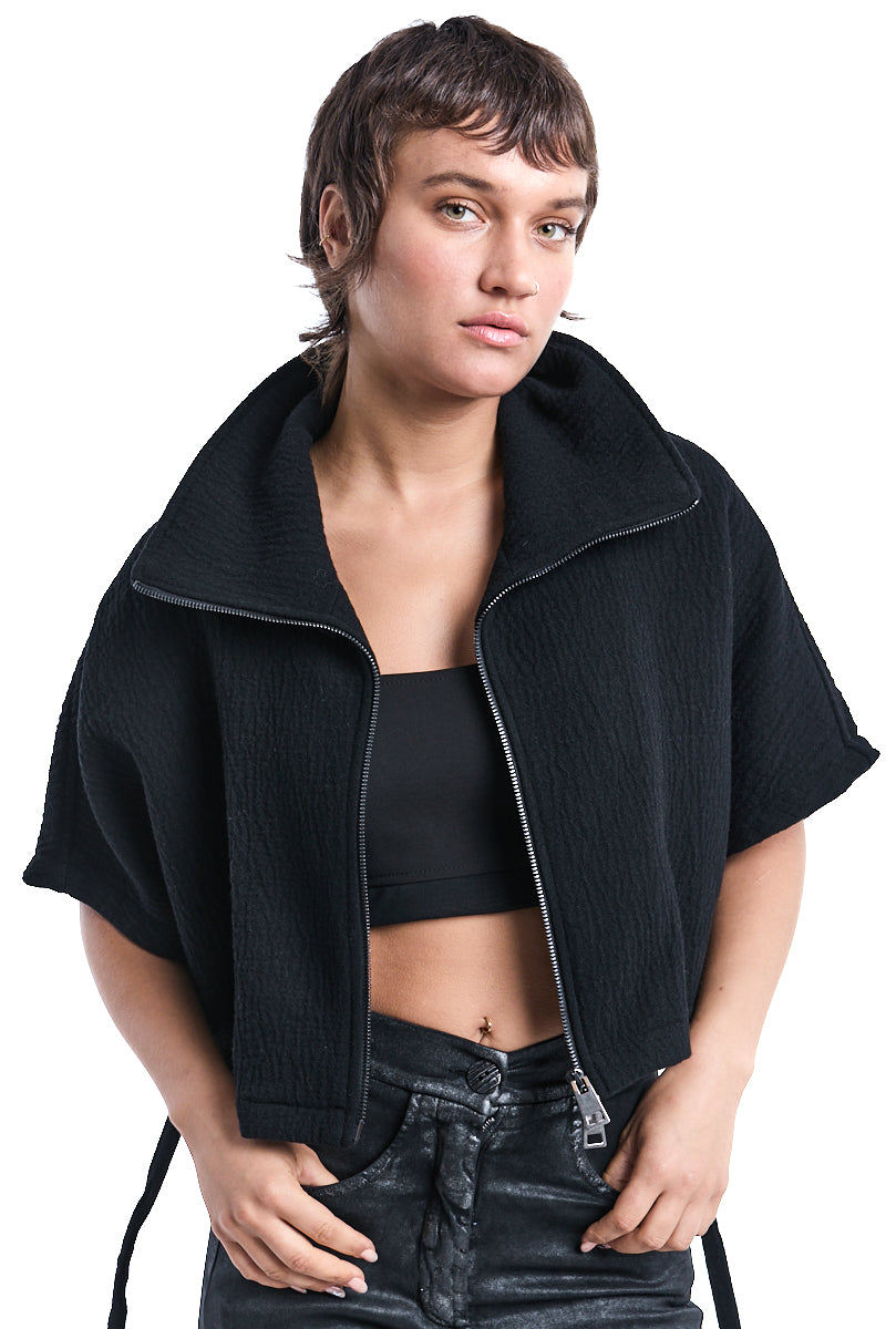WOOL ZIPPED CAPE