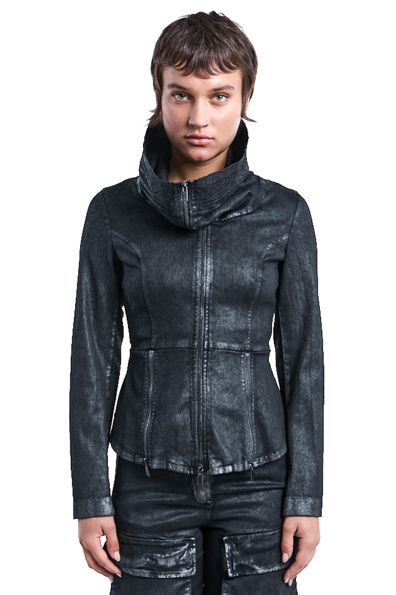 COATED HIGH NECK STRETCH JACKET