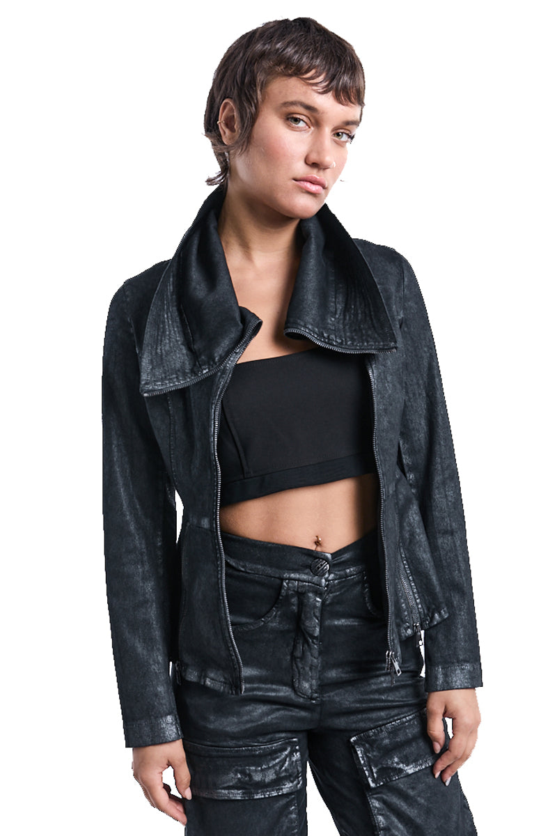 COATED HIGH NECK STRETCH JACKET