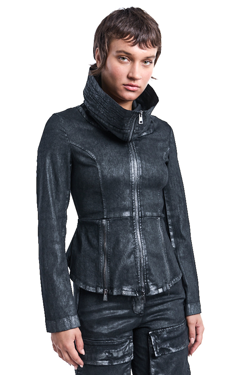 COATED HIGH NECK STRETCH JACKET