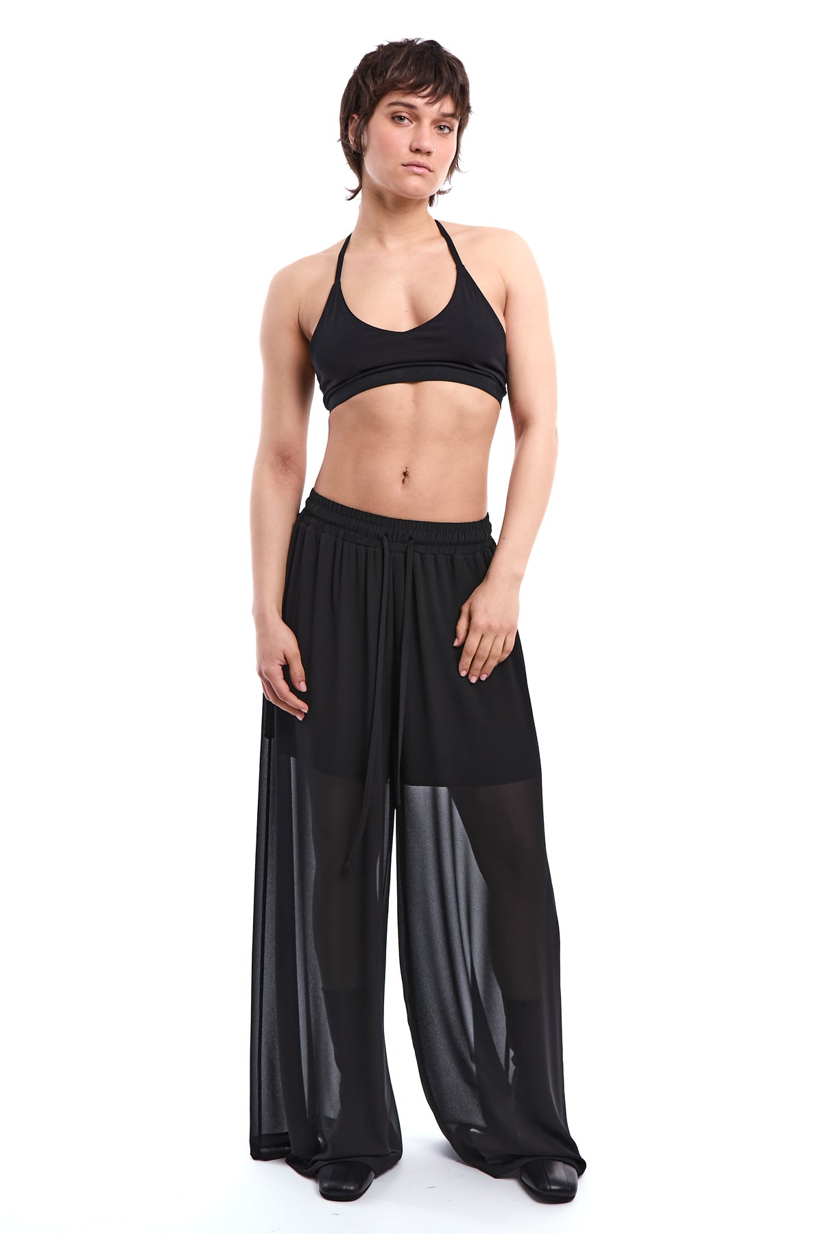 BLACK GEORGETTE PALAZZO TROUSER