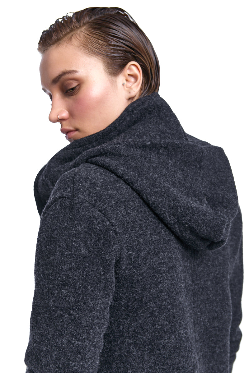 UNISEX LONGLINE GREY WOOL CARDIGAN COAT