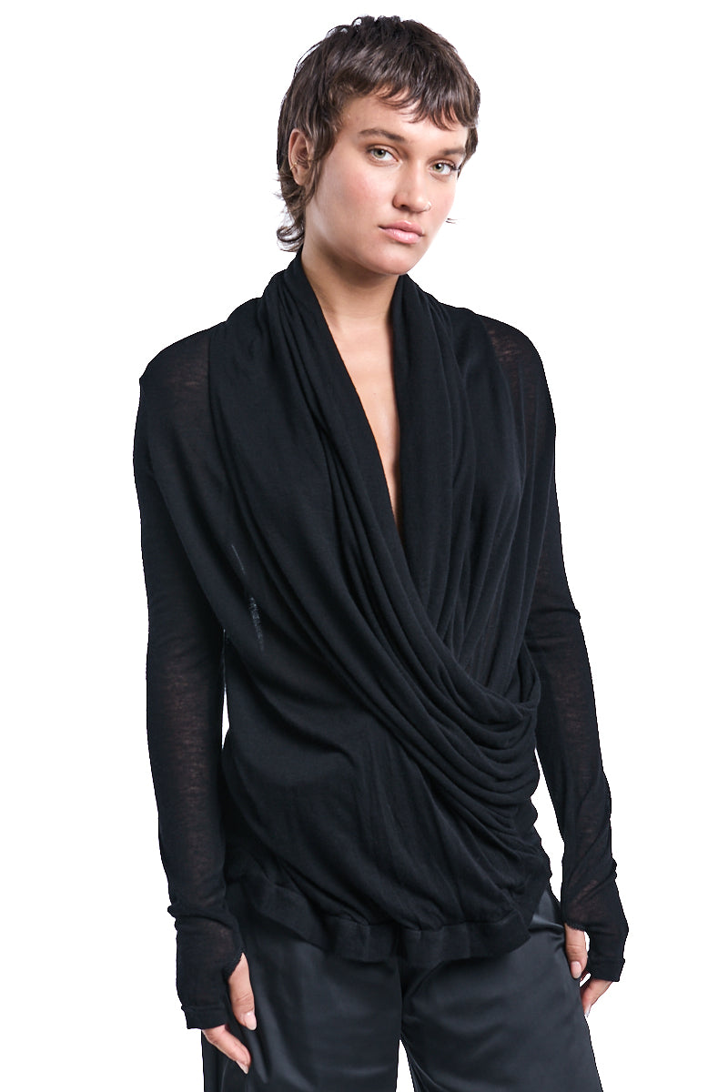 WOOL GAUZE HOODED SWEATER