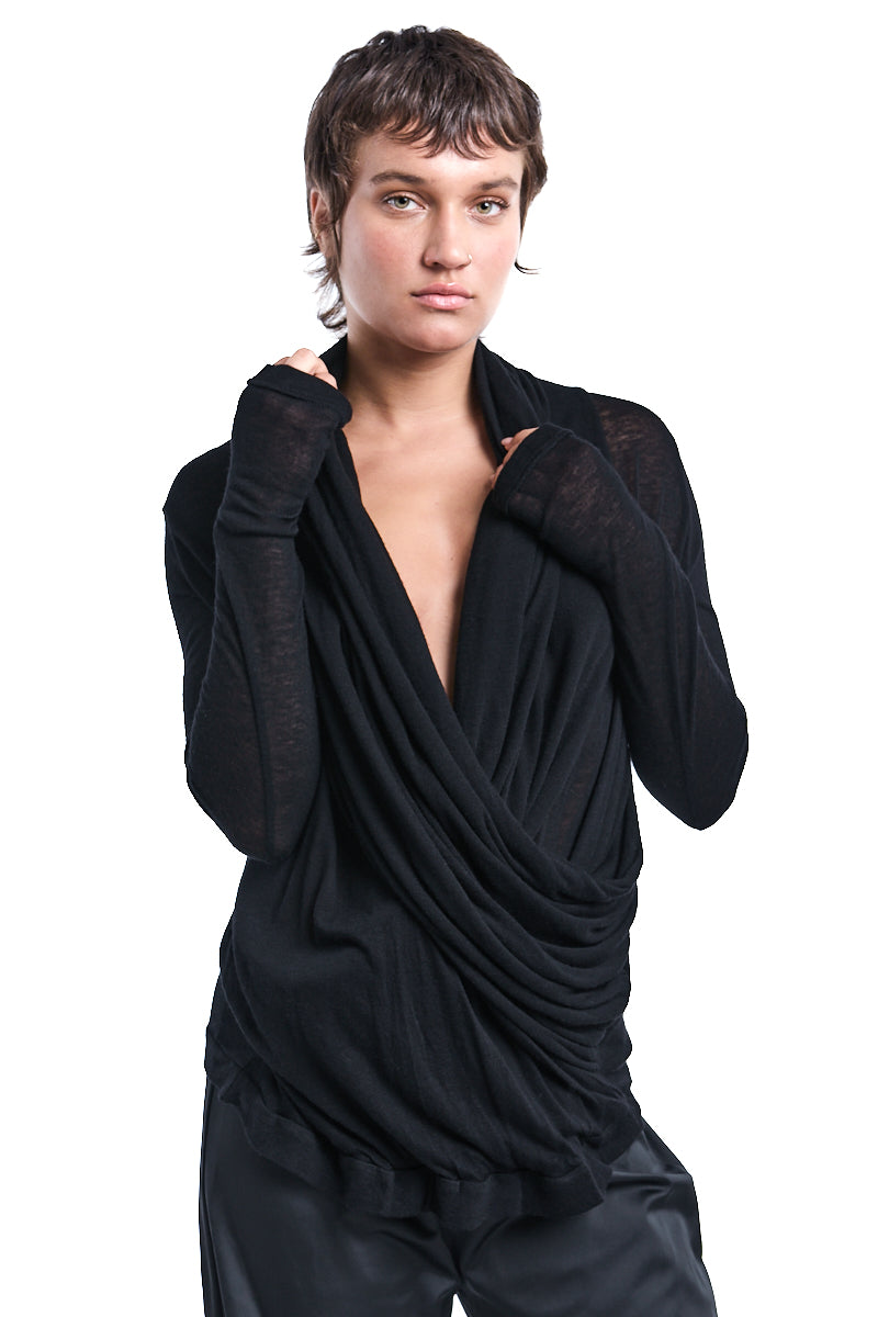 WOOL GAUZE HOODED SWEATER