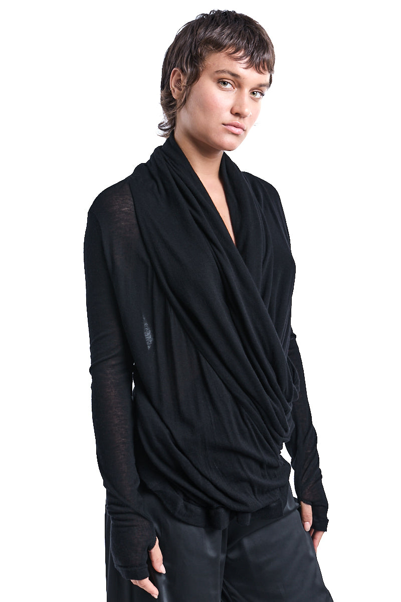 WOOL GAUZE HOODED SWEATER