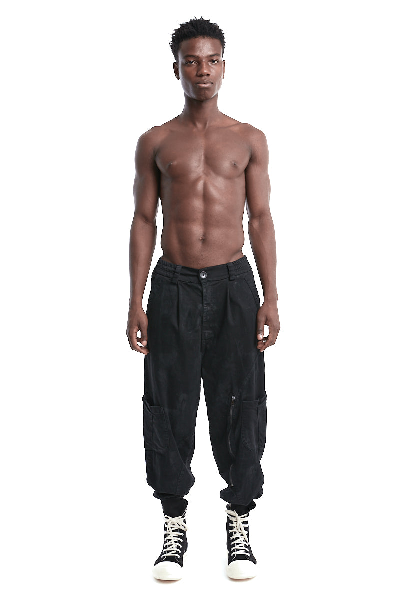 BLACK COATED STRECH OVER PANTS