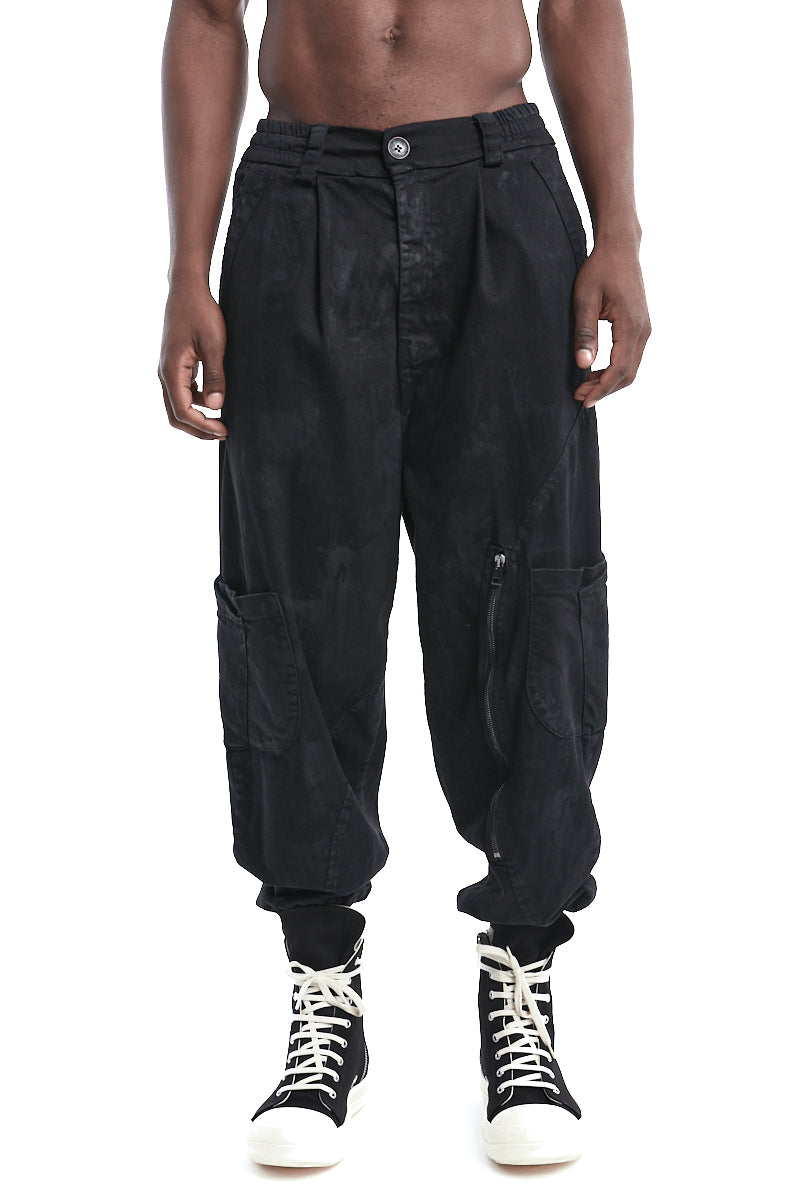 BLACK COATED STRECH OVER PANTS