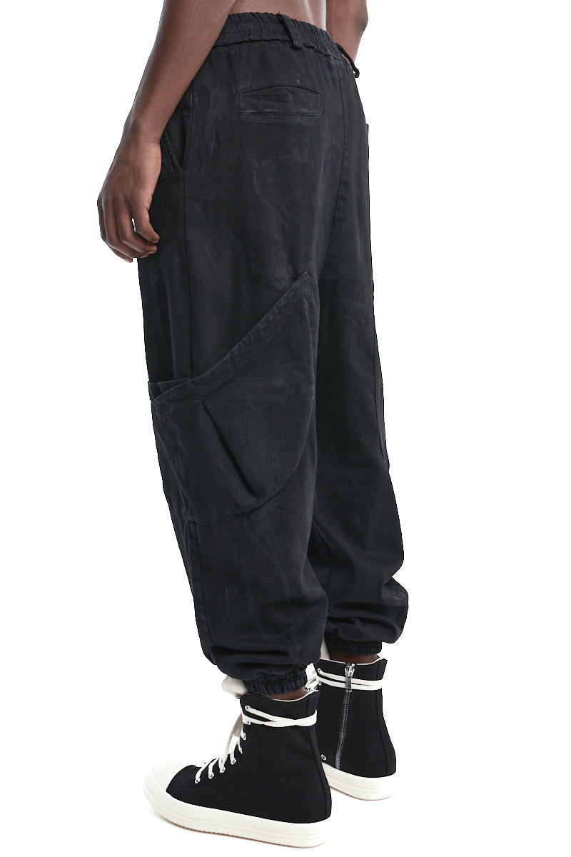 BLACK COATED STRECH OVER PANTS