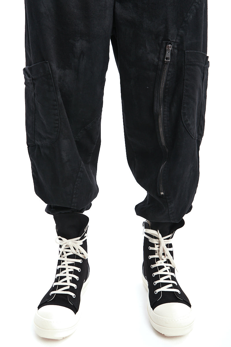 BLACK COATED STRECH OVER PANTS