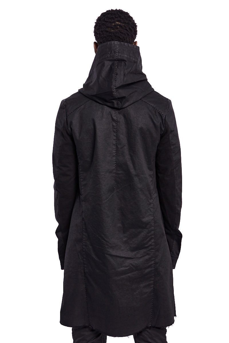 RESINATED COTTON JERSEY LINED PARKA