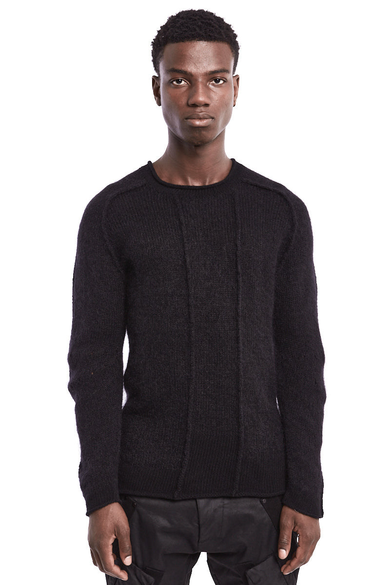 SEAMED MIX MOHAIR KNIT CREW NECK