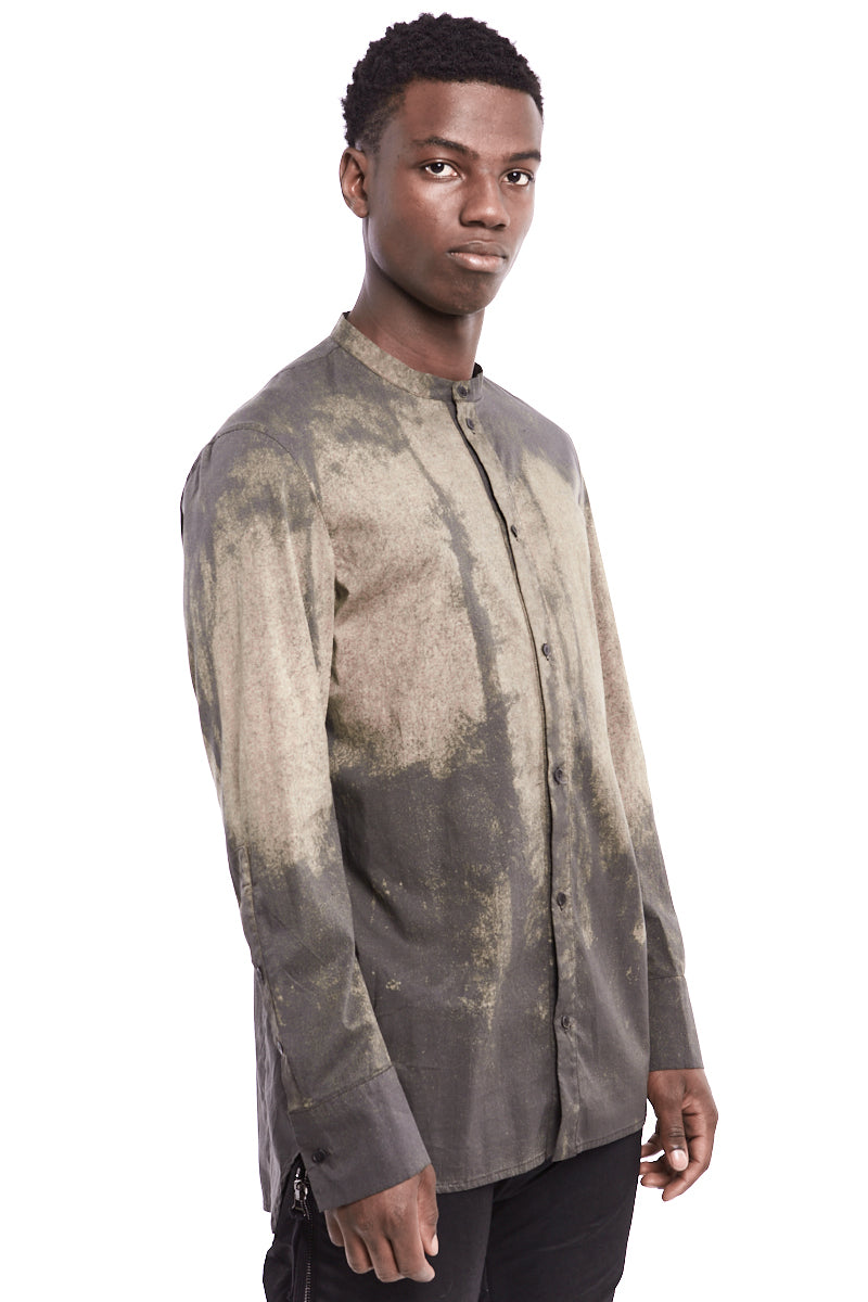 COLLARLESS OVERDYED SHIRT