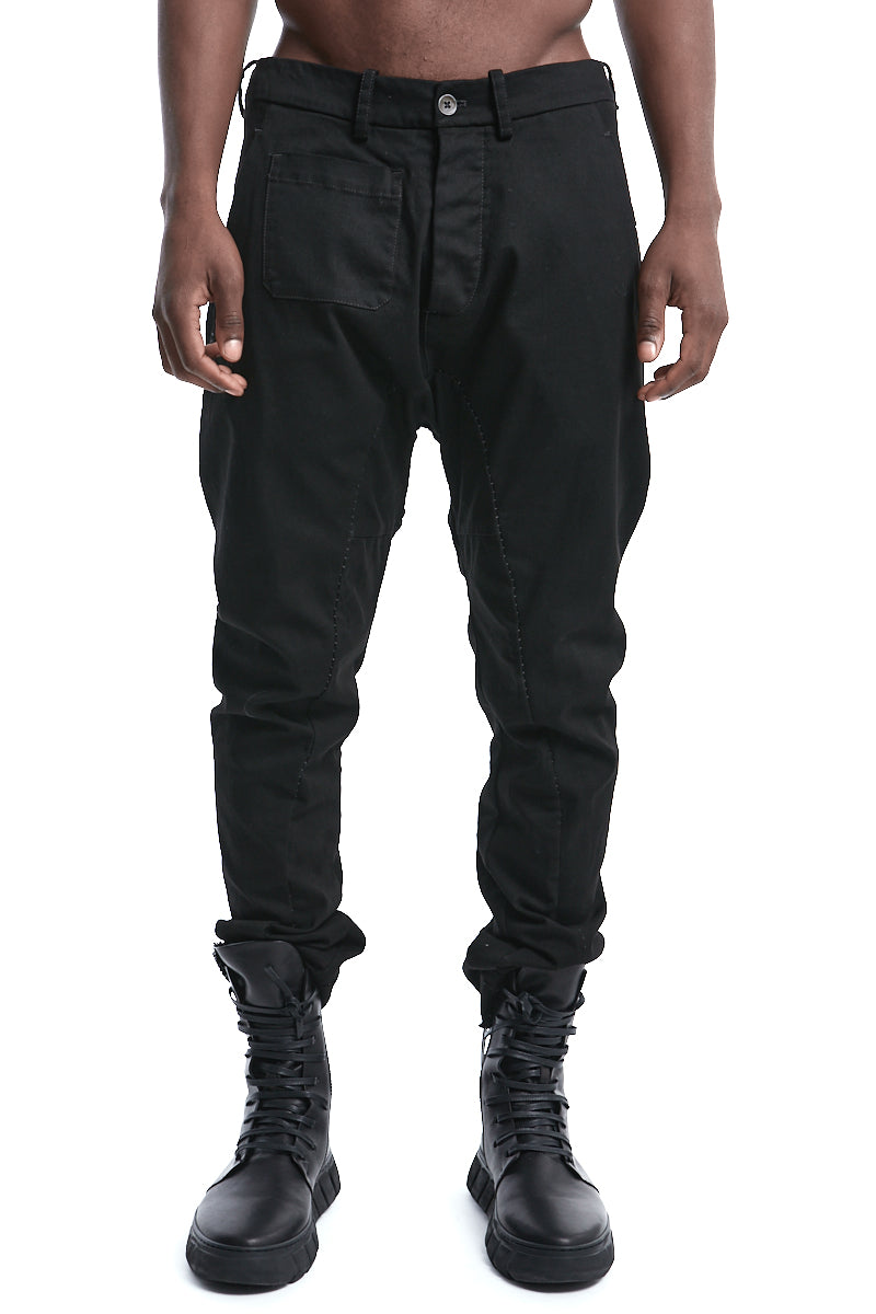 BLACK BAGGY STRETCH TROUSERS