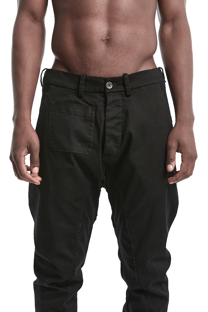 BLACK BAGGY STRETCH TROUSERS