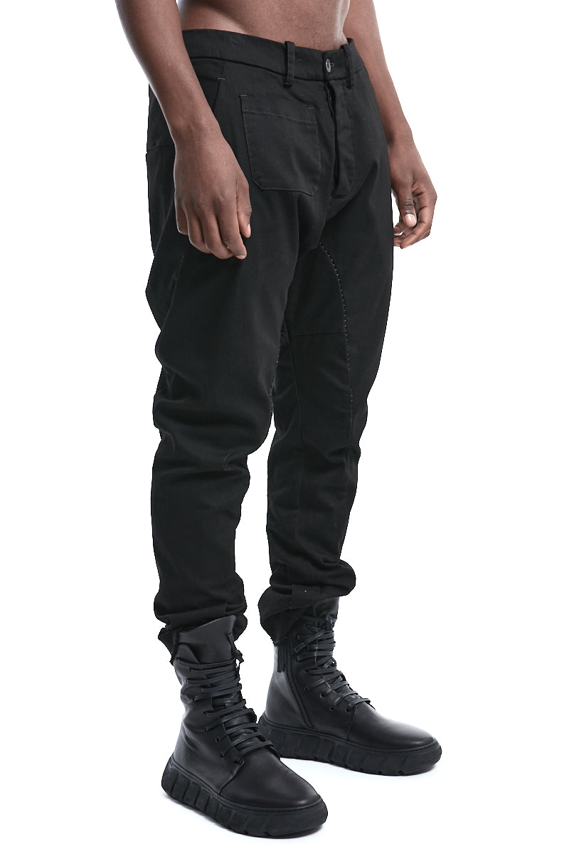 BLACK BAGGY STRETCH TROUSERS
