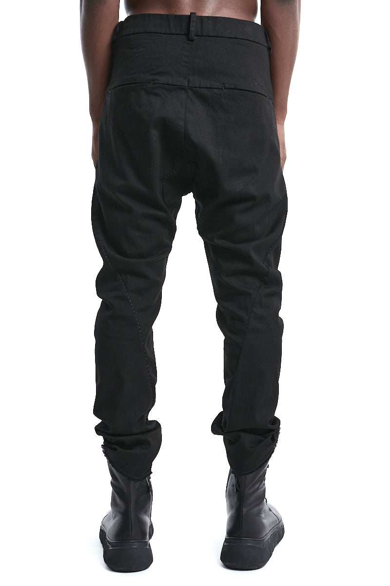 BLACK BAGGY STRETCH TROUSERS