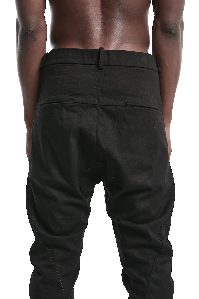 BLACK BAGGY STRETCH TROUSERS