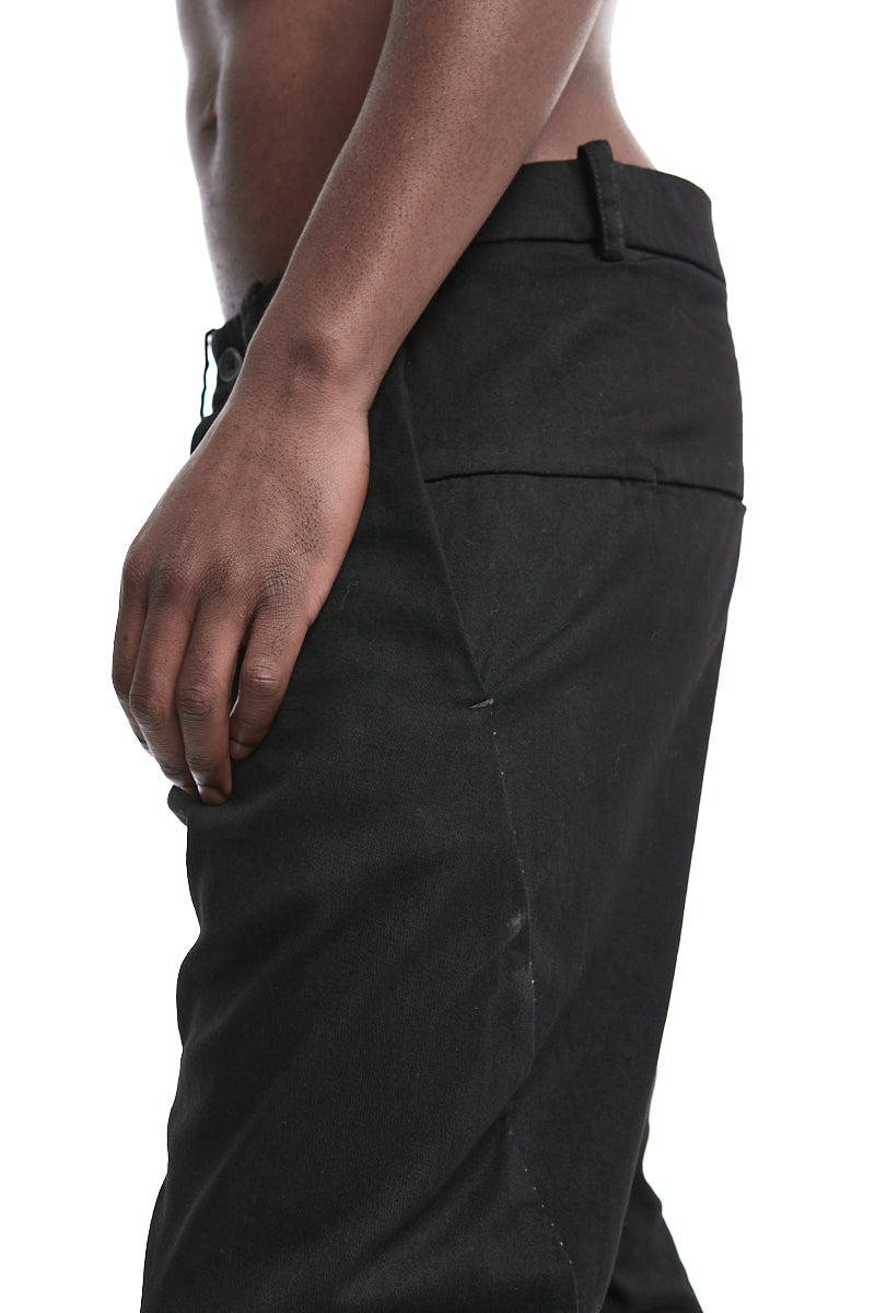 BLACK BAGGY STRETCH TROUSERS