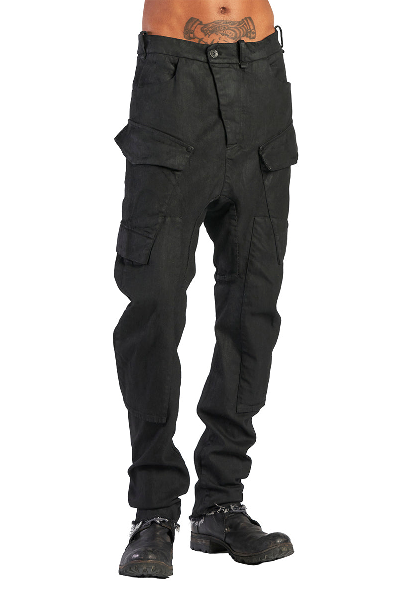 BLACK BAGGY KNEE PATCH JEANS
