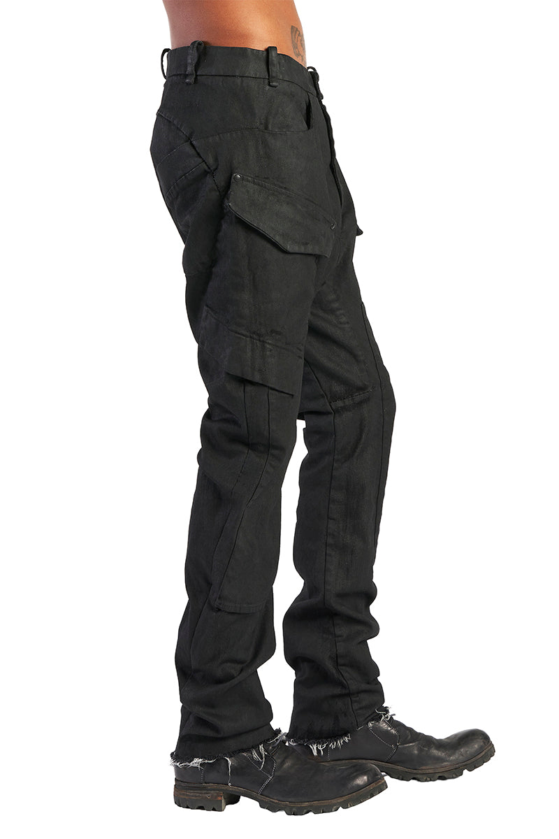 BLACK BAGGY KNEE PATCH JEANS