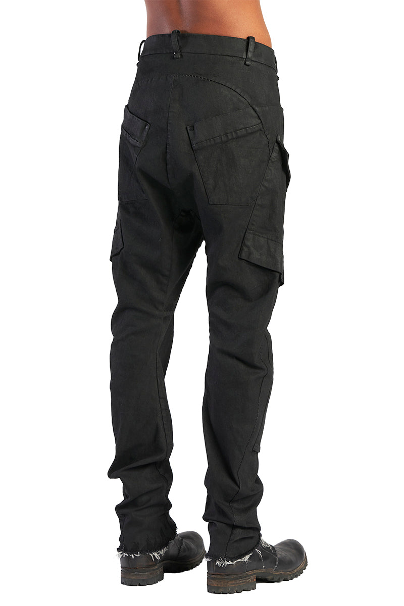 BLACK BAGGY KNEE PATCH JEANS
