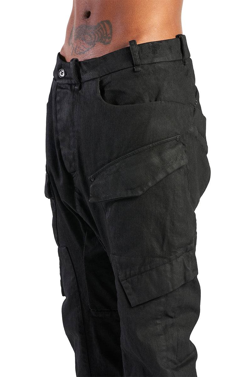 BLACK BAGGY KNEE PATCH JEANS