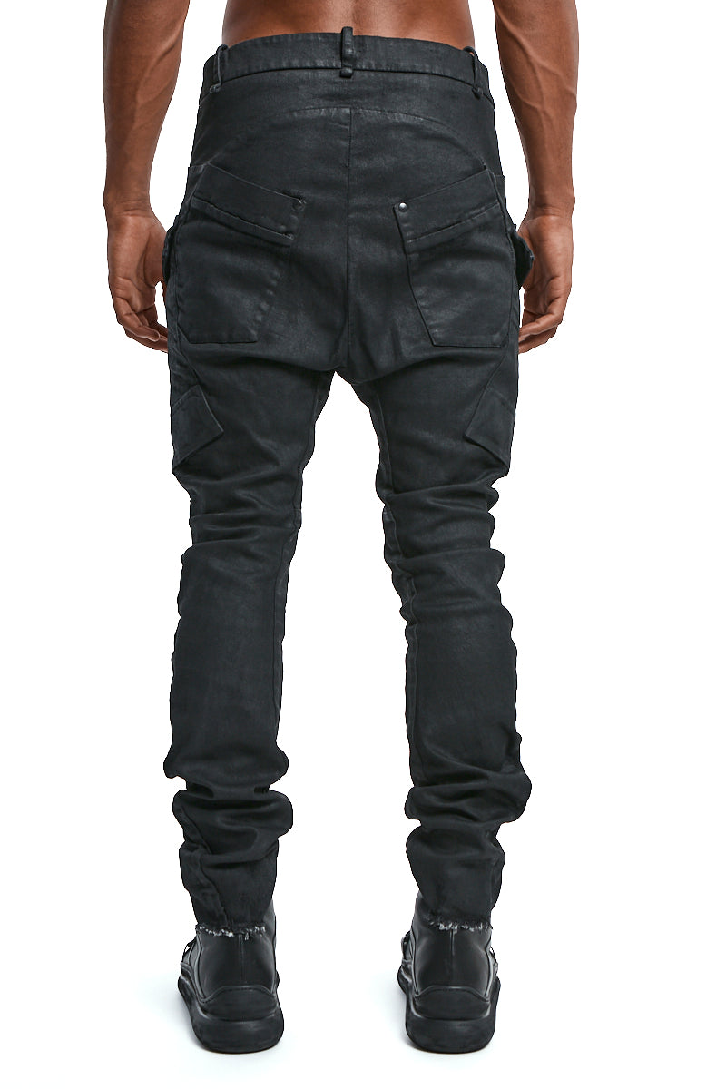 BLACK BAGGY KNEE PATCH JEANS