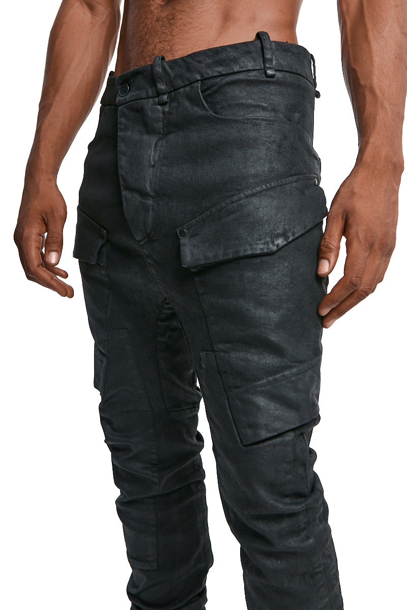 BLACK BAGGY KNEE PATCH JEANS
