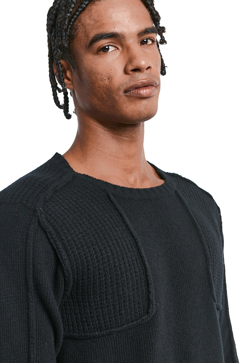 BLACK LAMBSWOOL TEXTURED JERSEY