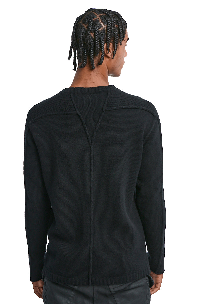 BLACK LAMBSWOOL TEXTURED JERSEY