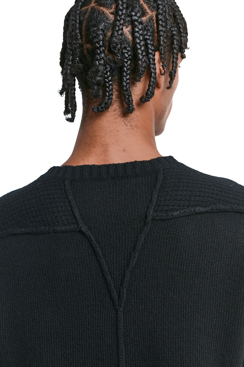 BLACK LAMBSWOOL TEXTURED JERSEY