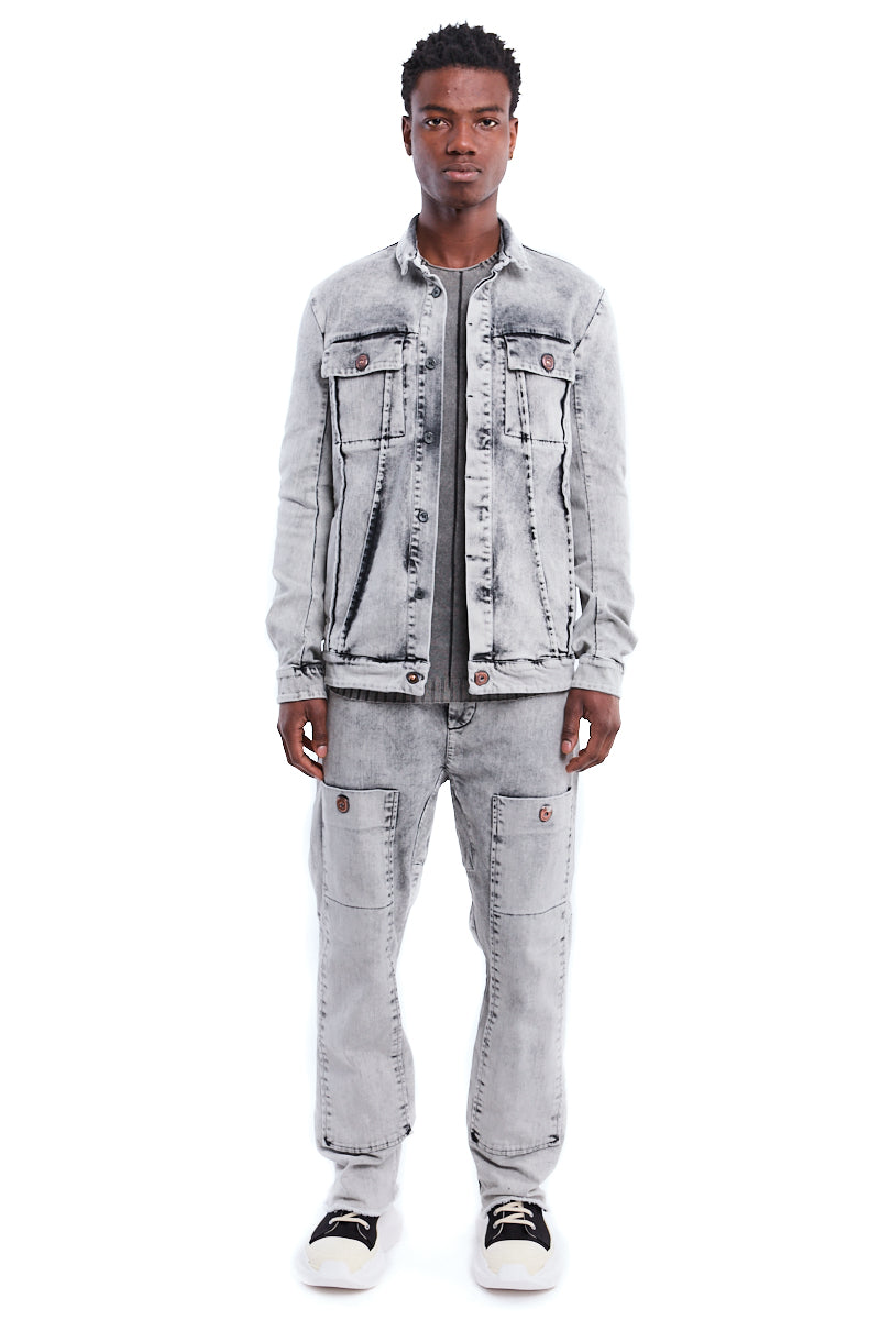 BLEACHED EXTERNAL SEAM JEANS JACKET