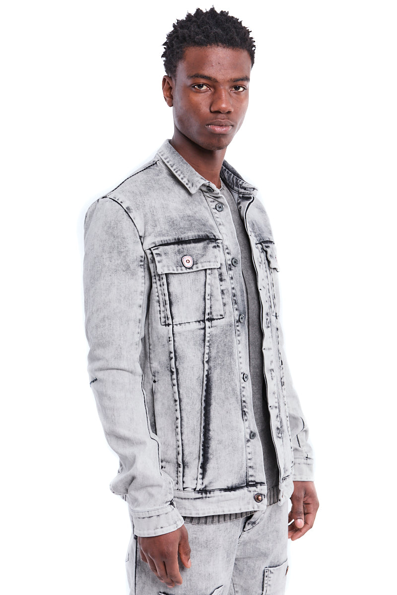 BLEACHED EXTERNAL SEAM JEANS JACKET