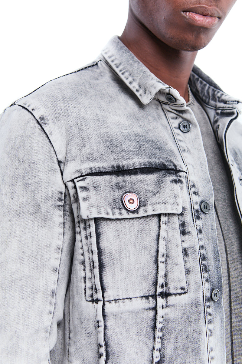 BLEACHED EXTERNAL SEAM JEANS JACKET