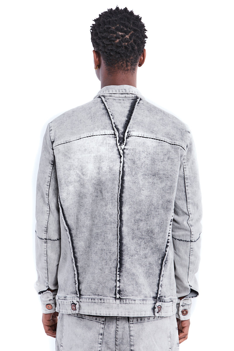 BLEACHED EXTERNAL SEAM JEANS JACKET