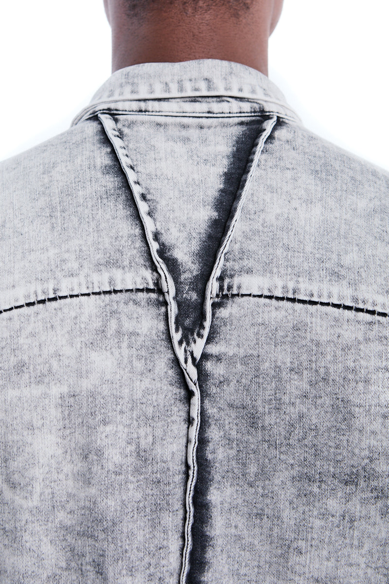 BLEACHED EXTERNAL SEAM JEANS JACKET