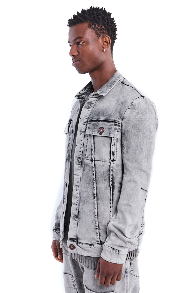 BLEACHED EXTERNAL SEAM JEANS JACKET