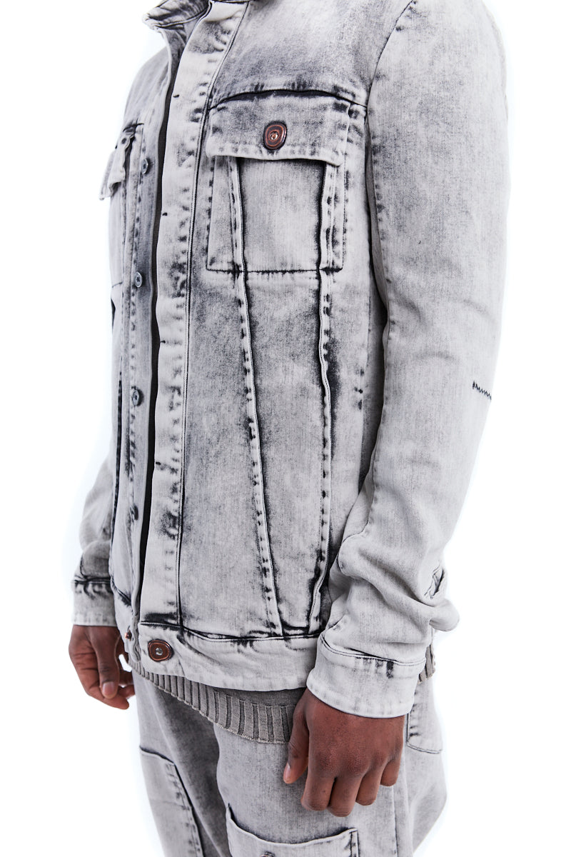 BLEACHED EXTERNAL SEAM JEANS JACKET