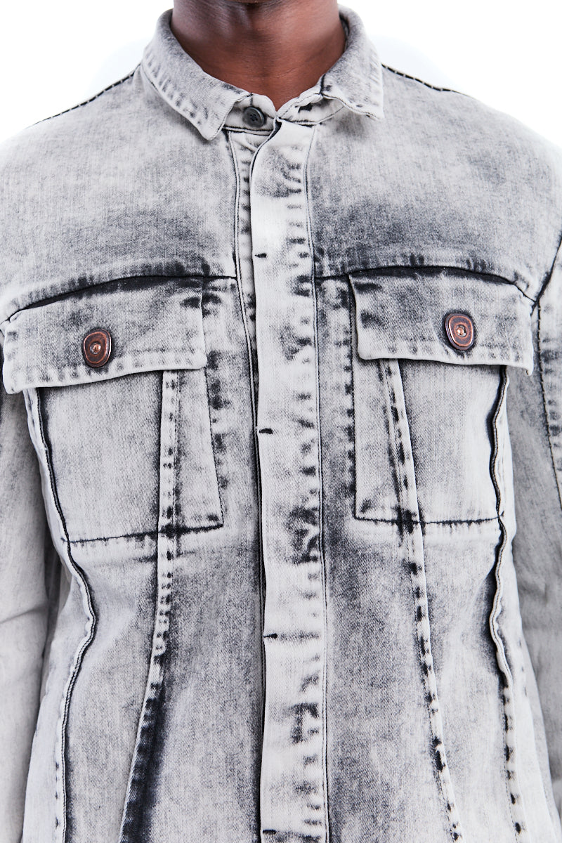 BLEACHED EXTERNAL SEAM JEANS JACKET