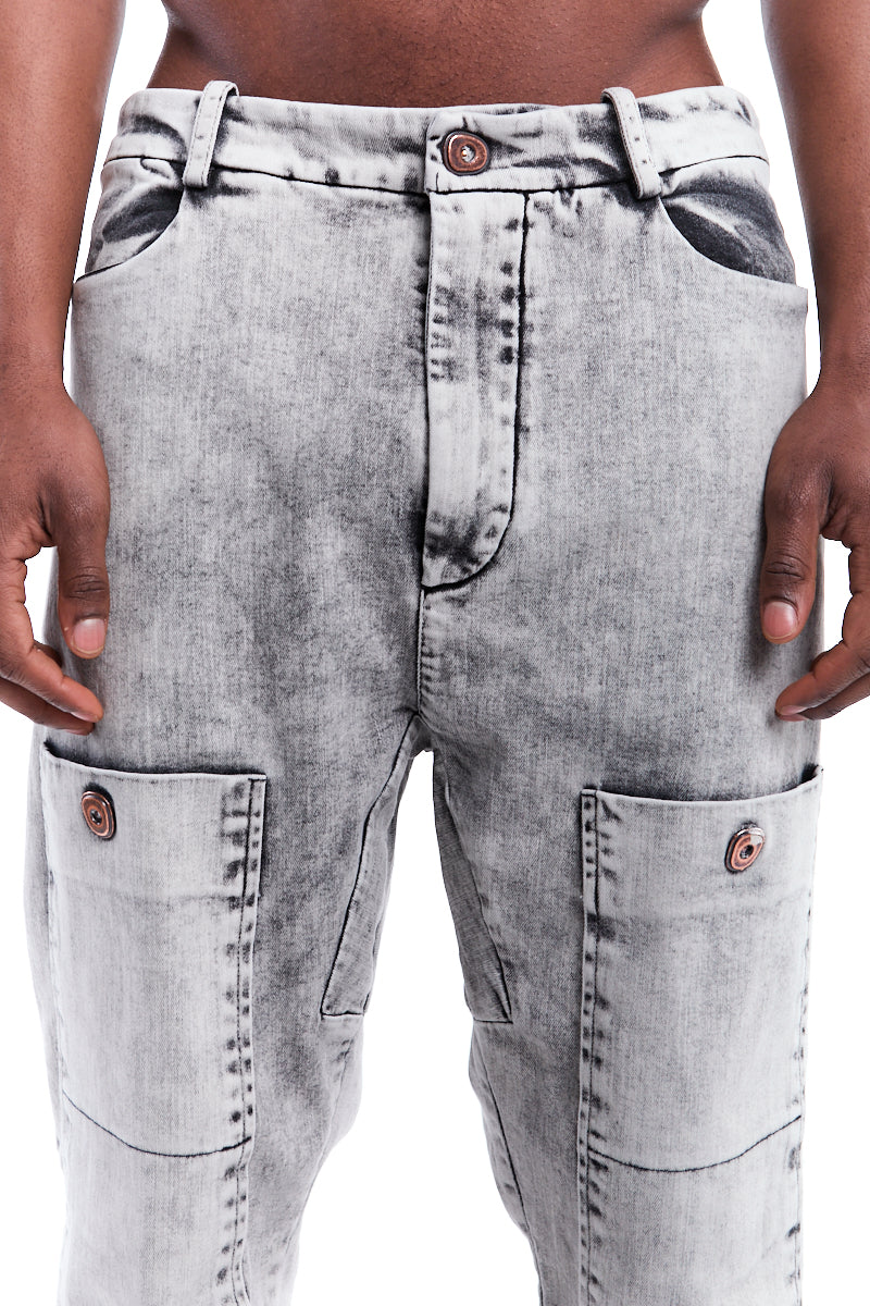 BLEACHED WIDE LEG JEANS