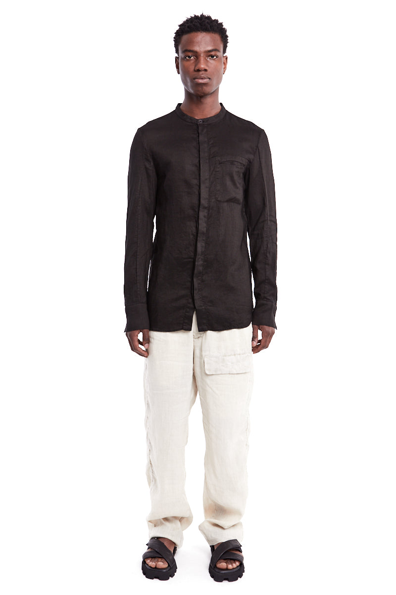 BLACK HIDDEN BUTTON SHIRT