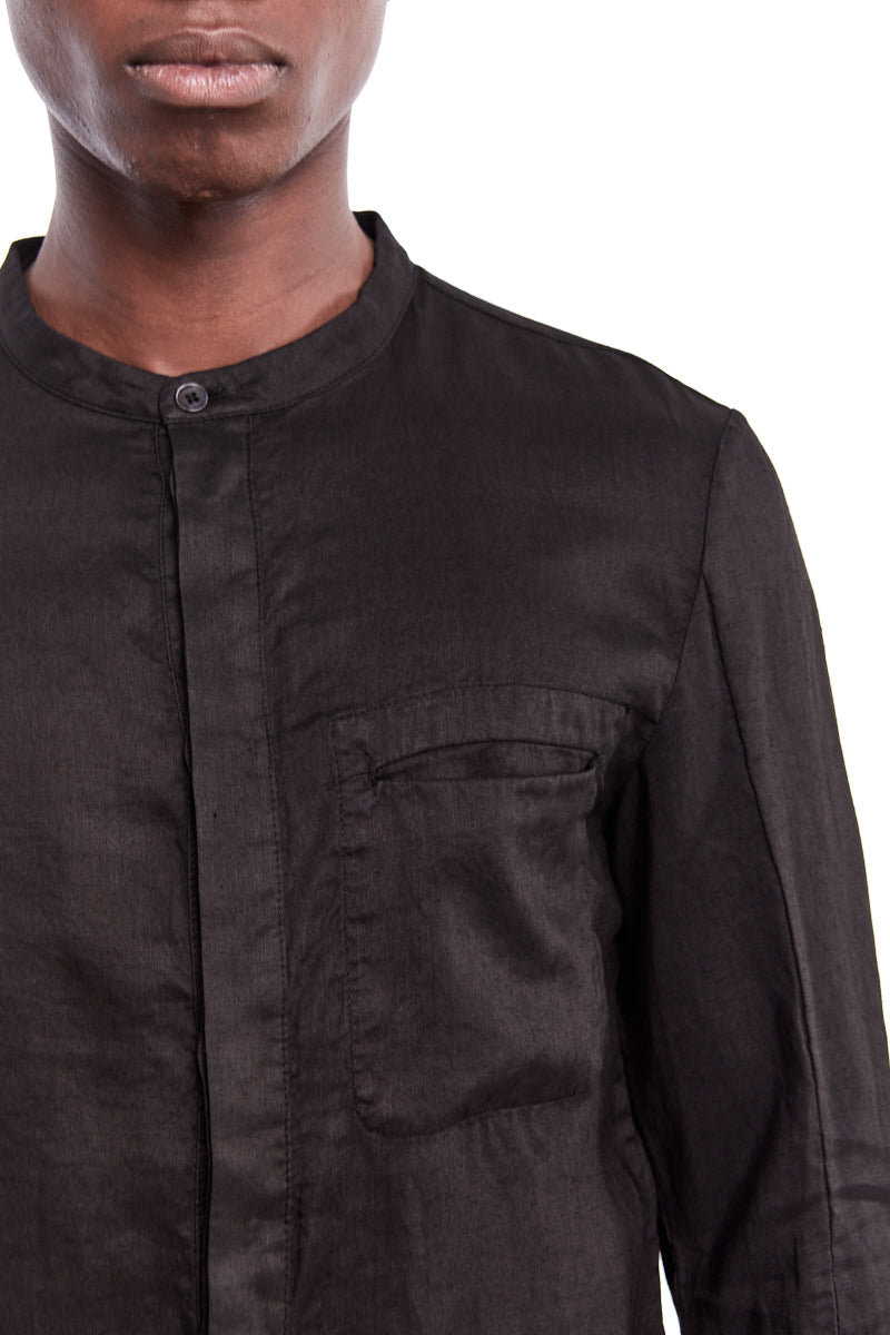 BLACK HIDDEN BUTTON SHIRT
